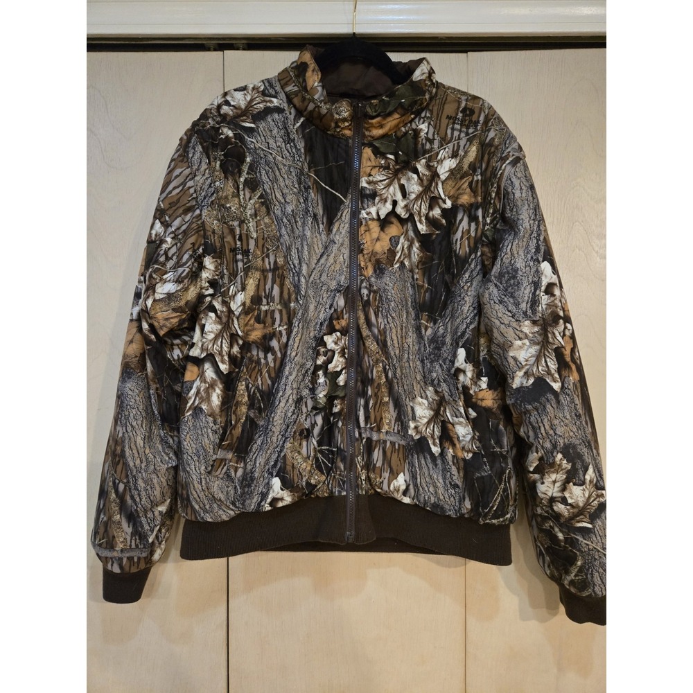 Cabelas Mossy Oak Break-Up Reversible Hunting Jacket Mens L Thinsulate Camo